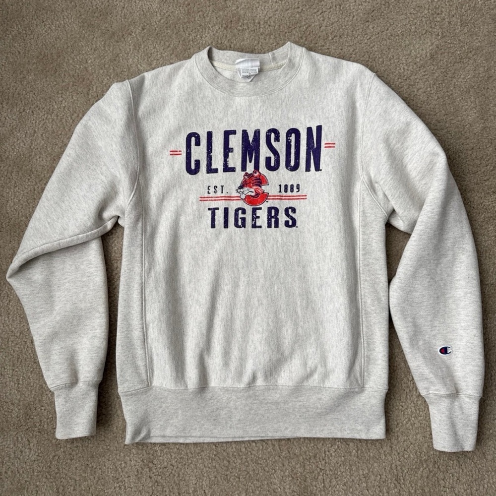 Clemson Champion Gray Crewneck Sweatershirt